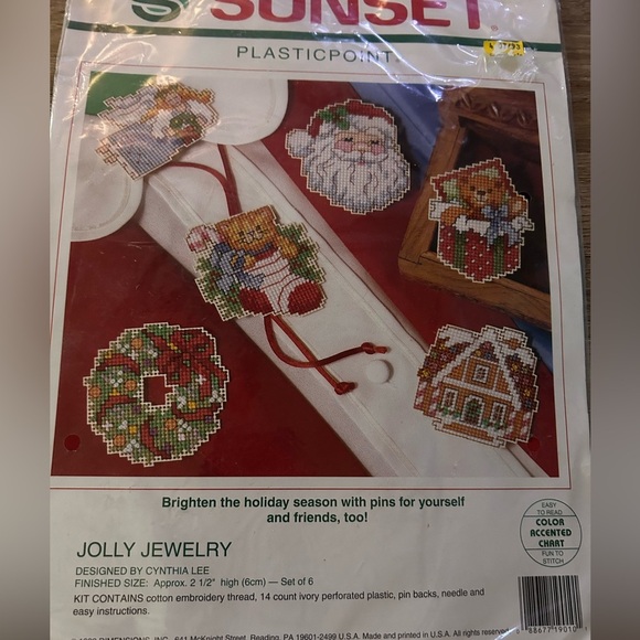 Sunset Jolly Jewelry Plasticpoint Kit #19010 Christmas 1992 Dimensions Sealed - Picture 2 of 6